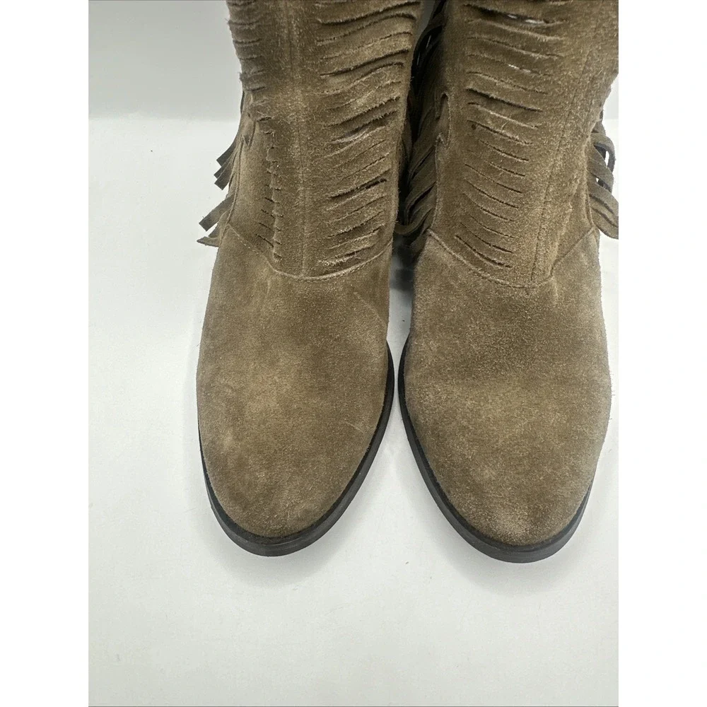 Yellow Box Booties Ankle Boots Letty Zip Chestnut Fringe Boho Women's Size 7